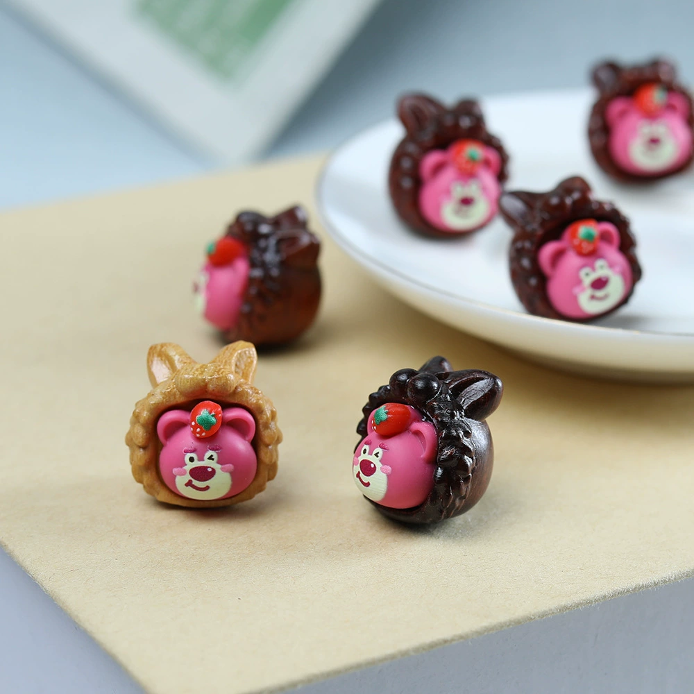 Carved three dimensional cartoon strawberry sandalwood rosewood, doll for keys, mobile phone, pendant walnut, handmade