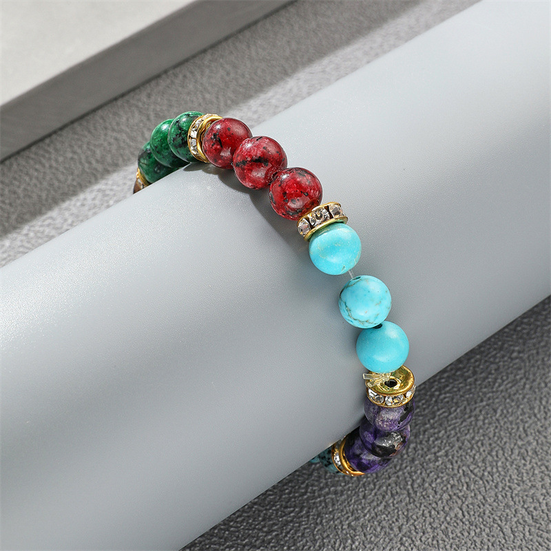 Europa y América transfronteriza AliExpress colorido ágata pulsera de cuentas de piedra Bohemia mujer hombre mapa pulsera de piedra