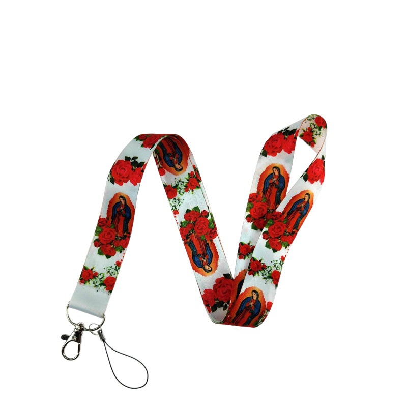 Venta caliente Nuestra Señora de Guadalupe cordón titular de la tarjeta llavero cordón