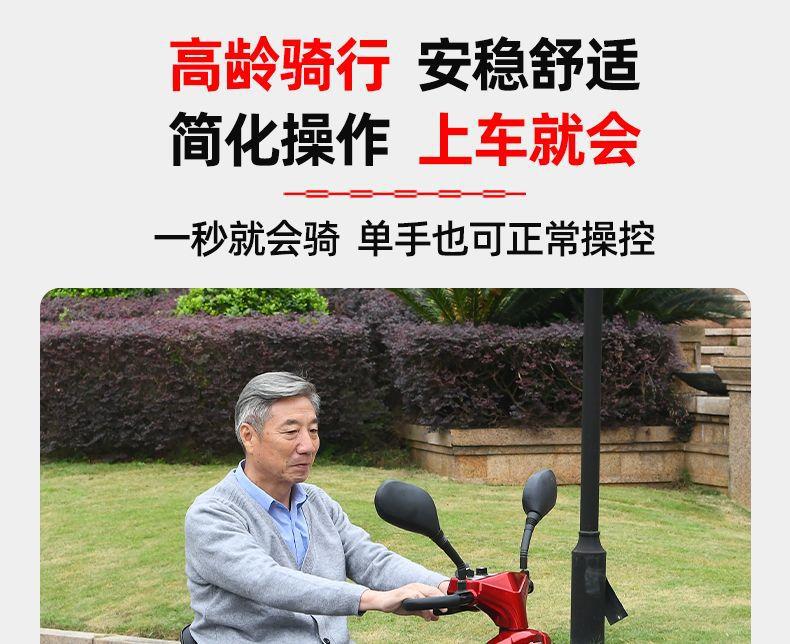 Elderly Mobility Scooter, Four-Wheel Electric Vehicle for Disabled People, Double-Seater, Foldable, Small Electric Scooter for Home Use, Low-Speed Folding