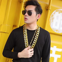 正宗网红仿真大链子土豪男金色塑料演出道具嘻哈社会人超粗夸张大