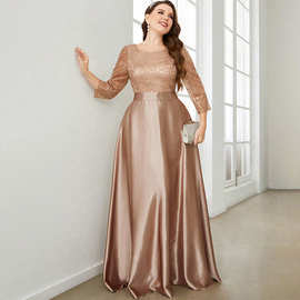 外贸晚礼服新款大码胖MM气质晚会聚会主持人礼服裙春一件代发