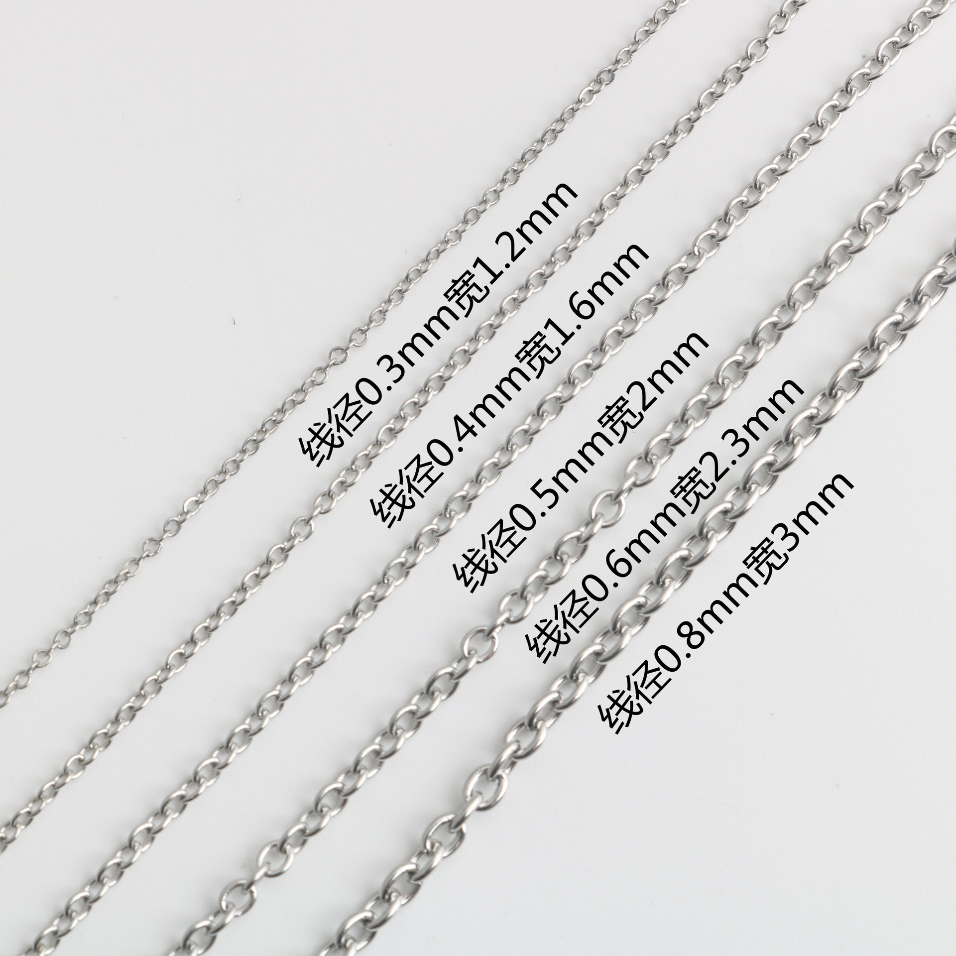 Stainless steel weld joint O-type O-letter chain round wire chain cross chain titanium steel necklace pendant accessory DIY chain matching wholesale