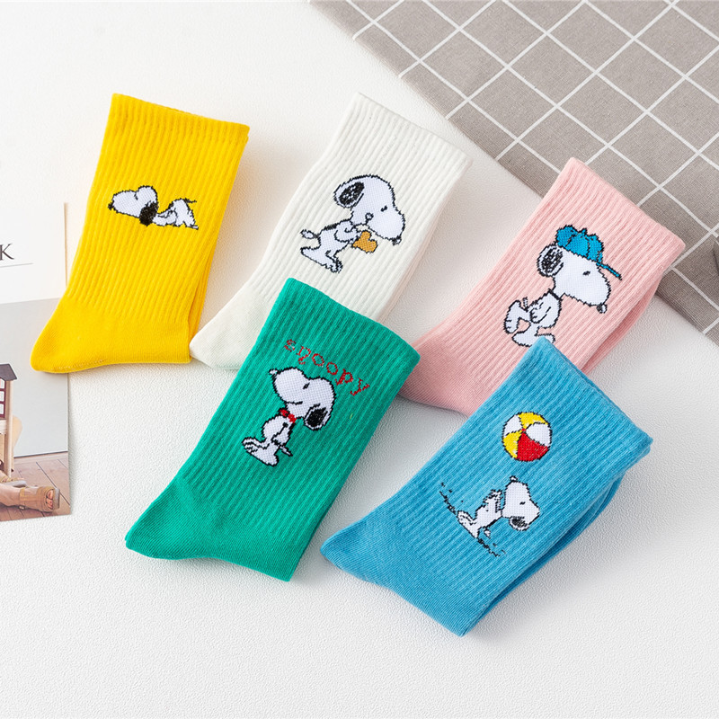 Snoopy Socks Women's Japanese Style Sports Cotton Socks Autumn and Winter Mid-high Socks Women's College Style Ins Fashionable Cotton Socks