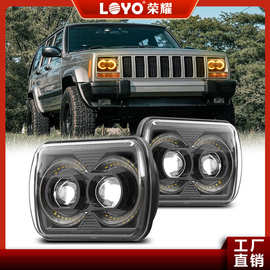 跨境新款5X7牧马人LED大灯7英寸方灯改装6X7LED卡车前大灯 工作灯