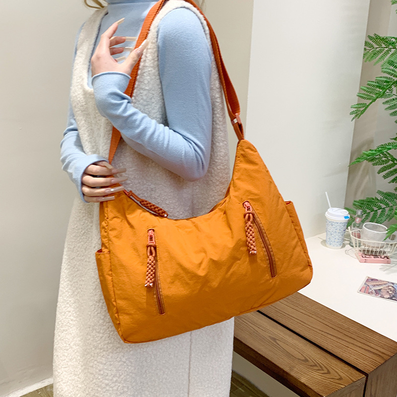 (2개) 국경 간 뉴 나일론 토트 백 대용량 학생 봄 올 매치 캐주얼 크로스 바디 백 여성 가방 유행 만두 백