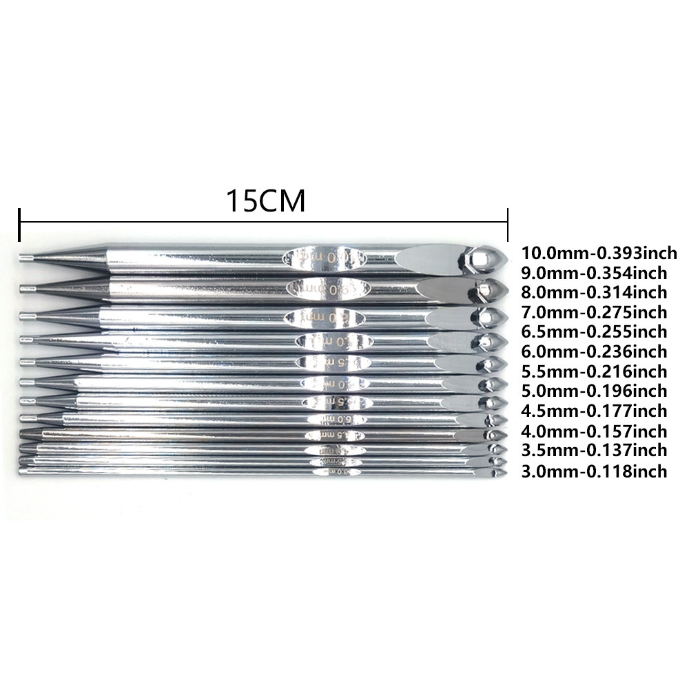 Herramientas de tejido transfronterizas ganchillo de alfombra desmontable afgano ganchillo tunecino ganchillo conjunto de 12 piezas