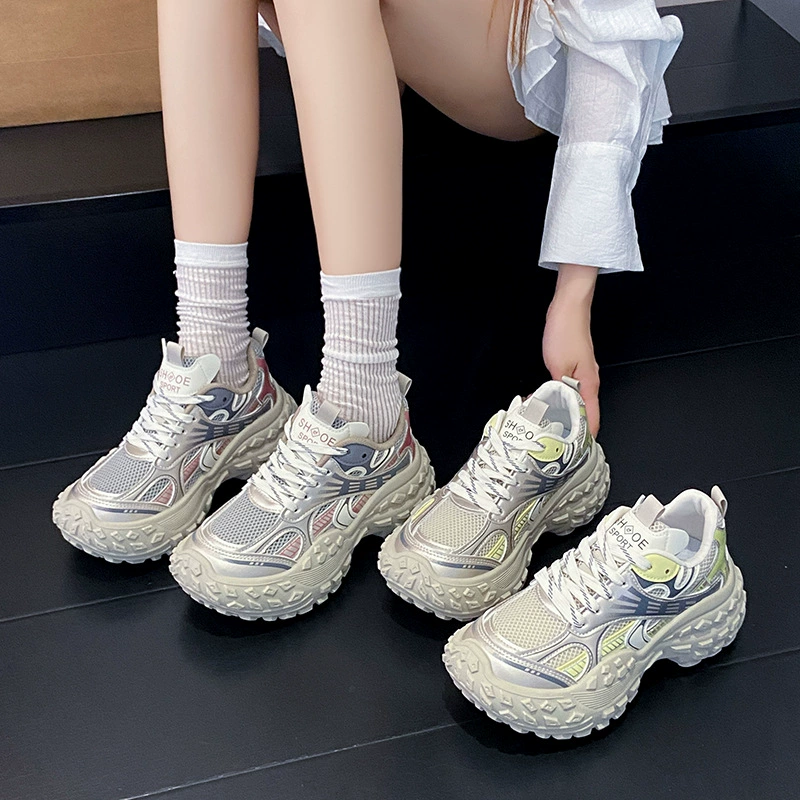 Fashionable high tires, demi-season breathable universal casual footwear for leisure, sports shoes platform, trend of season