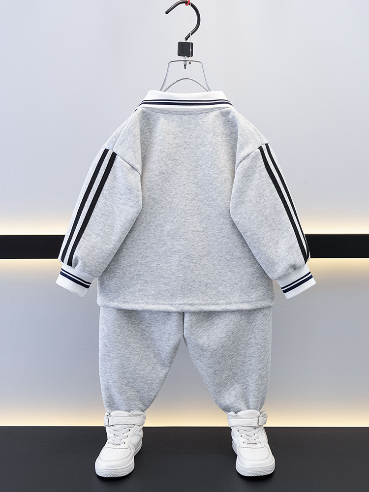 7688 Traje de suéter fresco de moda para niños Primavera y otoño Manga larga suelta deportiva Traje de dos piezas 2025 Nueva ropa casual para niños