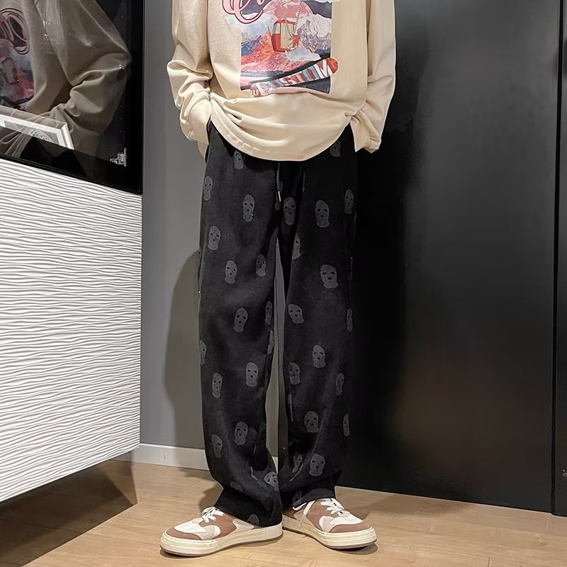 Estilo americano 2023 pantalones High Street INS de moda de los hombres de pana Pantalones anchos sueltos pantalones casuales forrados de lana primavera y otoño