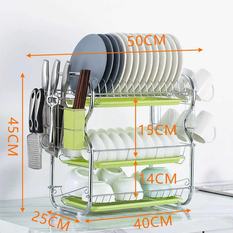 Kitchen storage rack floor-mounted multi-layer storage drainage dish rack double-layer bowl tableware storage bowl rack reality