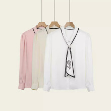 2024春秋季新款衬衫韩版甜美淑女长袖套头雪纺衫印花通勤上衣9189