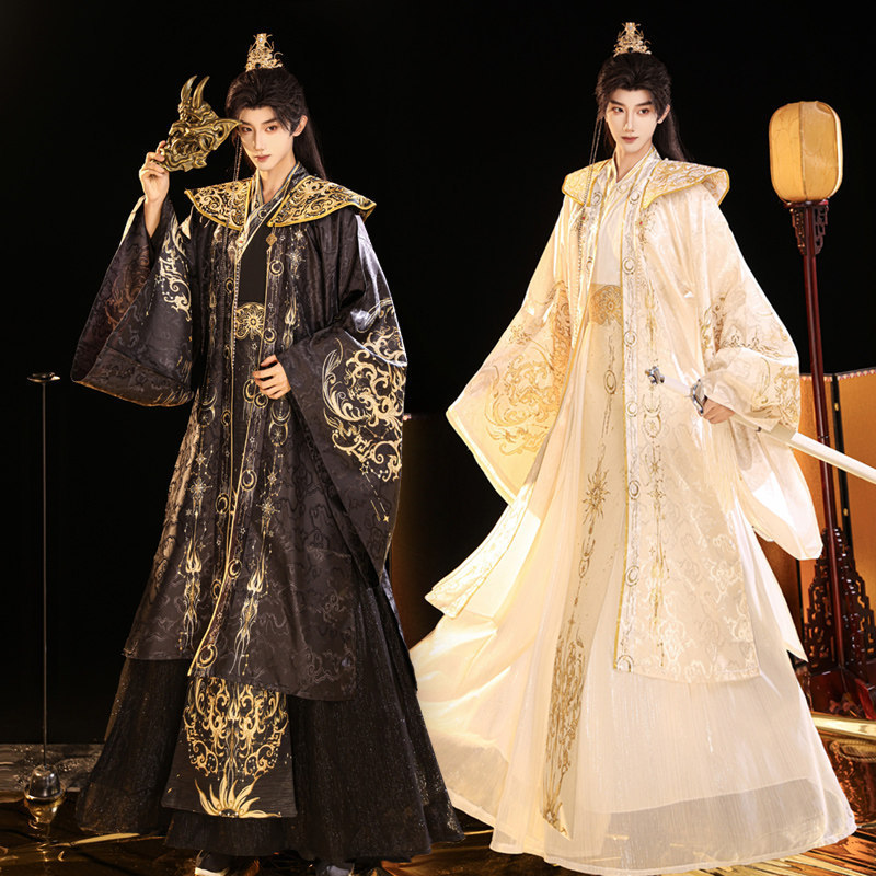 Original Hanfu National Trend Sanxingdui Han Elements National Style Grand Ceremony High Priest Emperor Costume Black and Gold Annual Performance Original Hanfu National Trend Sanxingdui Han Elements National Style Grand Ceremony High Priest Emperor Costume Black and Gold Annual Performance