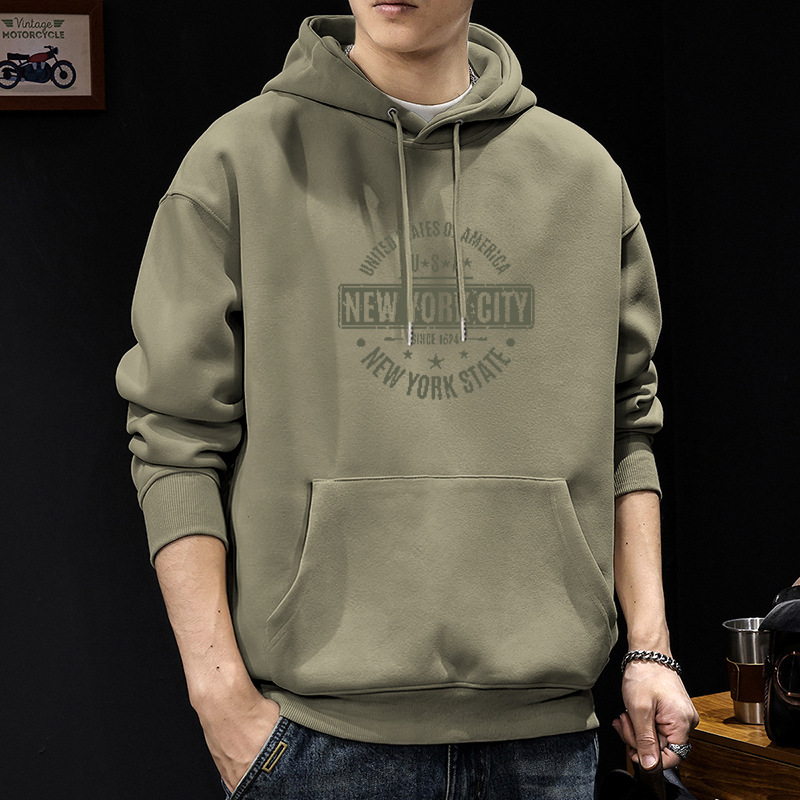 American sweater masculino primavera y otoño marca de moda suelta letras retro impresión con sombrero estilo de puerto amplio abrigo casual superior