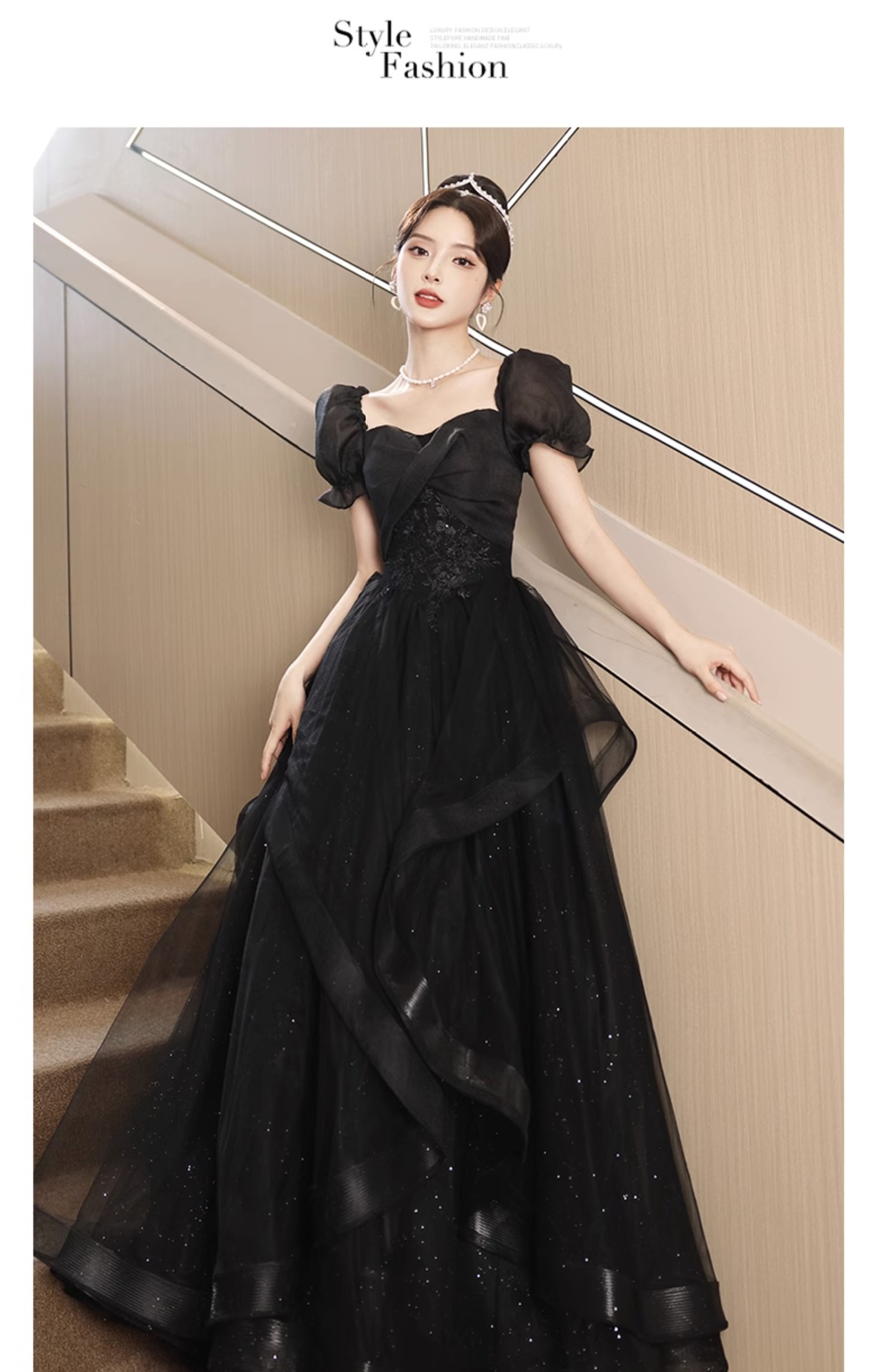 Đầm dạ hội đen ôm body dáng dài, phong cách Pháp sang trọng — Màu đen, Màu đỏ rượu chi tiết 18