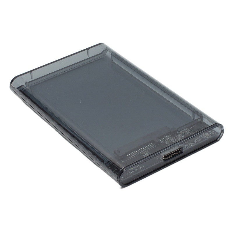 Carcasa para disco duro móvil de 2,5 pulgadas, transparente, blanco-gris, externa, SATA, mecánica, para unidades de estado sólido (SSD), para escritorio