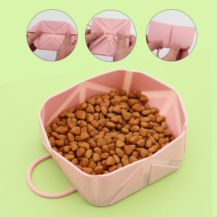 Silicone Foldable Dog Bowl Set with Buckle Clip Portable Travel Pet Dog Feeding Water Dish Outdoor Folding Bowl