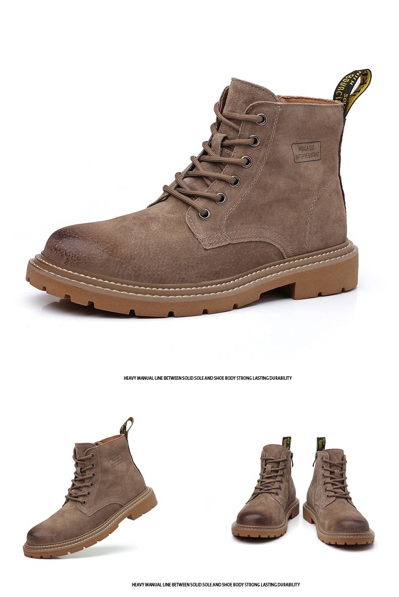 Men's soft leather ankle boots High help desert yellow boots hipster men's shoes_voghion.com