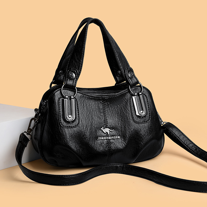 Cross-Border Mom Bag, Middle-Aged Women's Cross-Body Bag, Large Capacity, Simple Casual Shoulder Bag, Soft Leather, Fashionable Retro Handbag Cross-Border Mom Bag, Middle-Aged Women's Cross-Body Bag, Large Capacity, Simple Casual Shoulder Bag, Soft Leather, Fashionable Retro Handbag