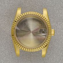 手表配件36/39mmPVD金色狗牙圈不锈钢蓝宝石表壳适配NH35NH36机芯