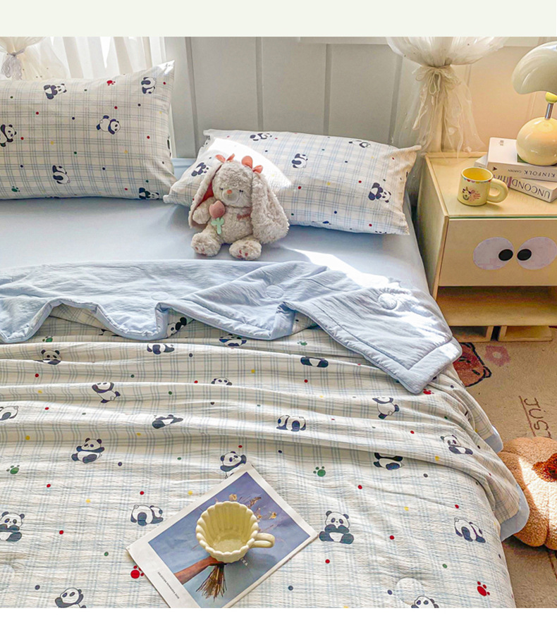 Class A Mother and Baby Grade Double-Layer Gauze Summer Quilt Cotton Quilt Summer Cool Quilt Thin Quilt Air Conditioning Quilt Machine Washable Gift Quilt A
