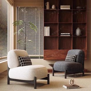 Single Sofa Chair Cream Style Designer Living Room Small Apartment Nordic Single Chair Wabi-Sabi Style Lazy Casual Simple