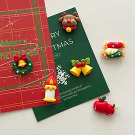 可爱糖果圣诞冰箱贴卡通苹果套装立体洞洞板照片留言节日装饰磁贴