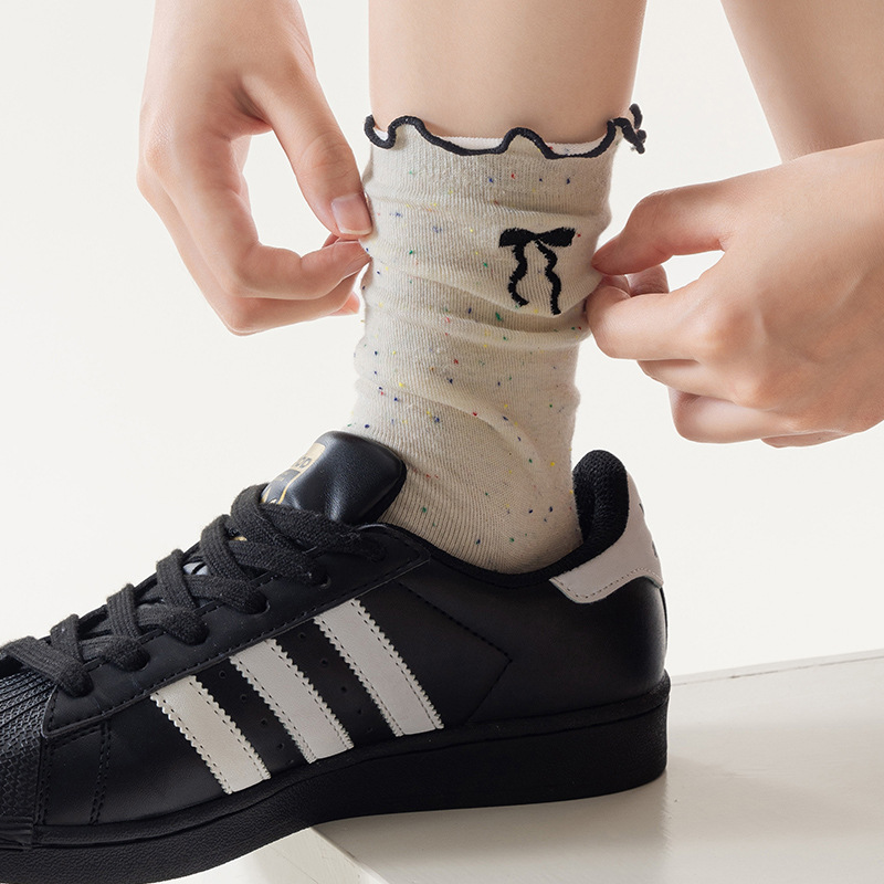 Elastic soft trend knee socks with bow
