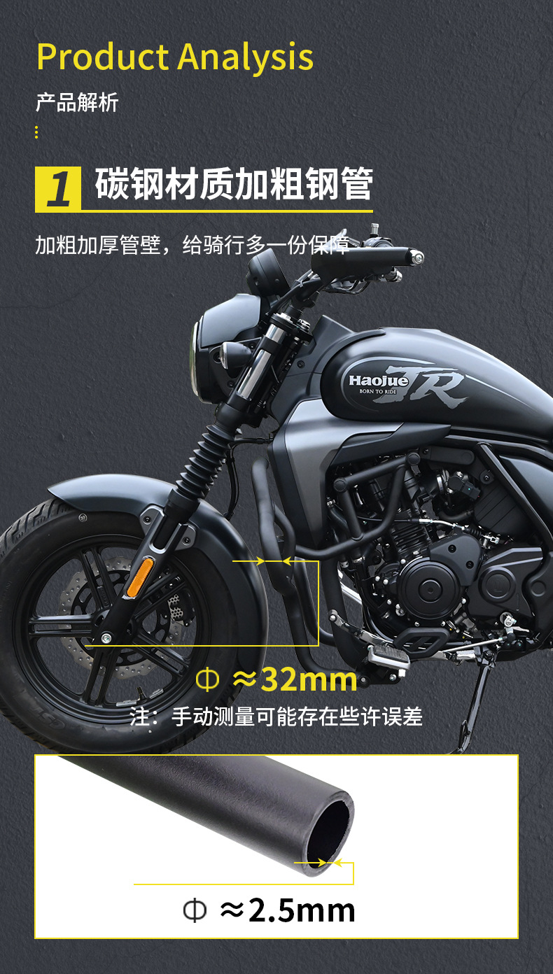 Suitable for Haojue Tr300 Plus Urban Travel Version Motorcycle Bumper, Folding Backrest, Side Bag, Rack, and Guard Bar