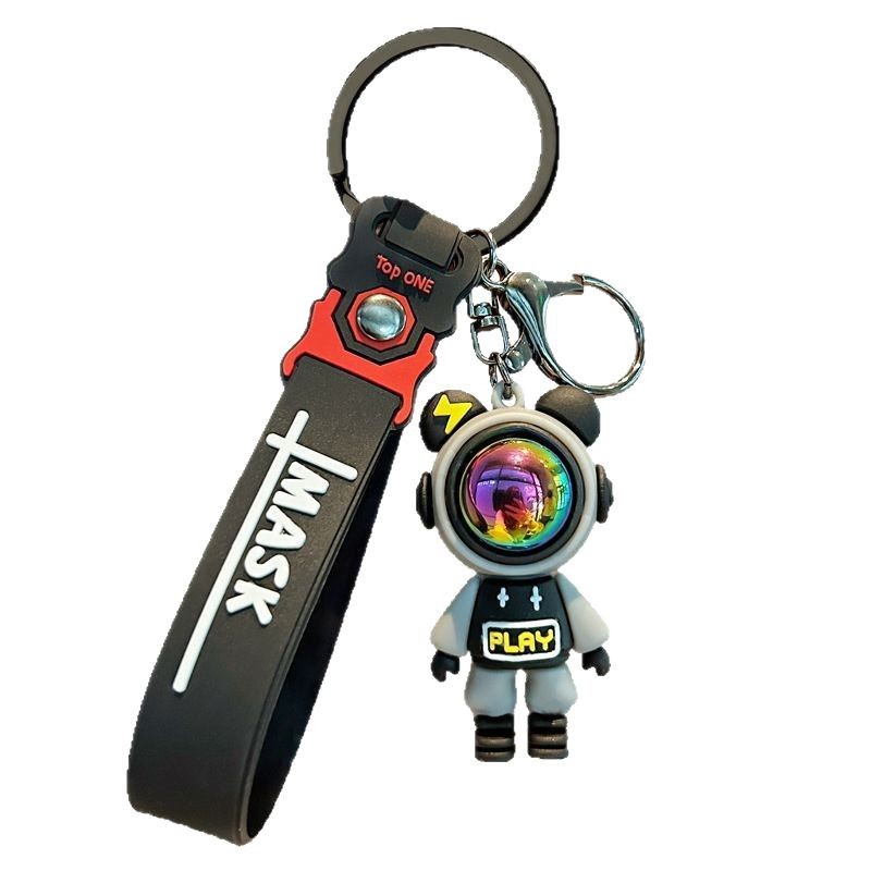 Nuevo astronauta cielo estrellado conejo llavero pvc llavero de goma suave bolsa de pareja colgante de muñeca tridimensional al por mayor