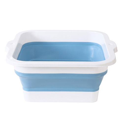 Household foldable foot bath, push-type thickened student dormitory foot bath, square large silicone foot bath