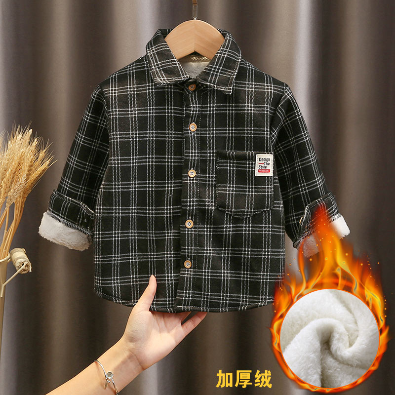 Camisas para niños de invierno para niños coreanos nuevos hombres y mujeres personales de moda moda de ropa de niños a cuadros gruesos chaqueta