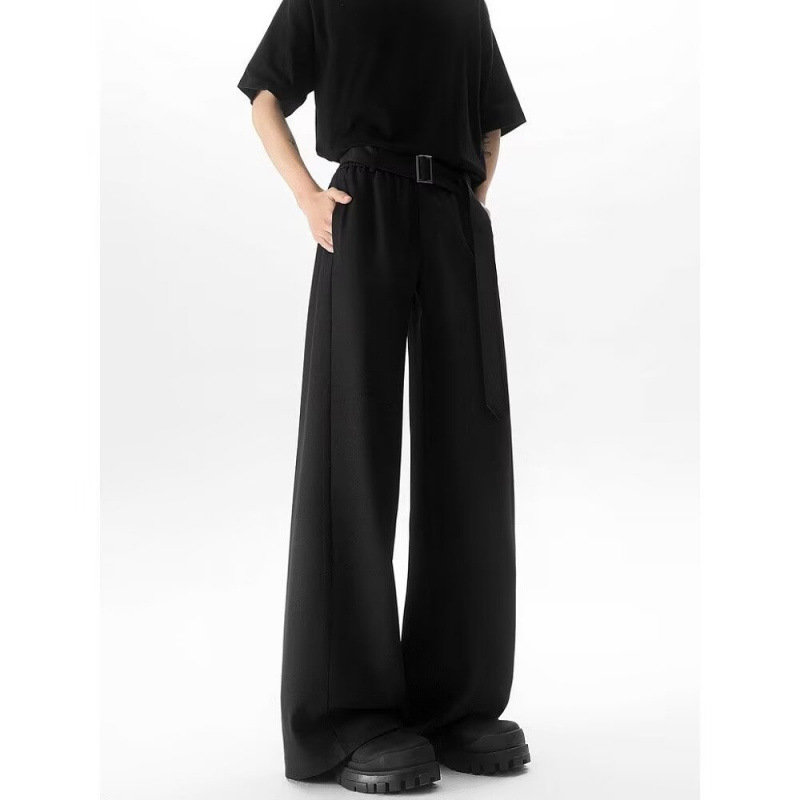 Korean Style Trendy Spring and Autumn New Cropped Dress Pants for Men, Slim Fit Drape Suit Pants, Casual Long Pants