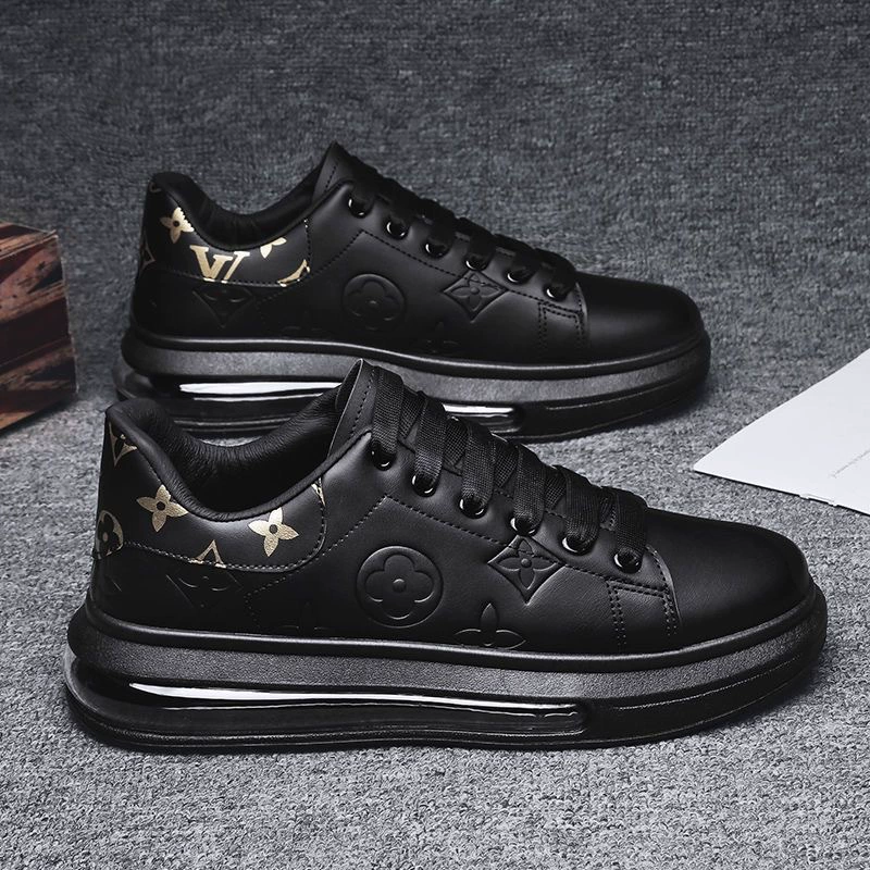 Мужские повседневные кроссовки в корейском стиле, белые, с принтом, низкие, на небольшом каблуке, универсальные, 2025 года.