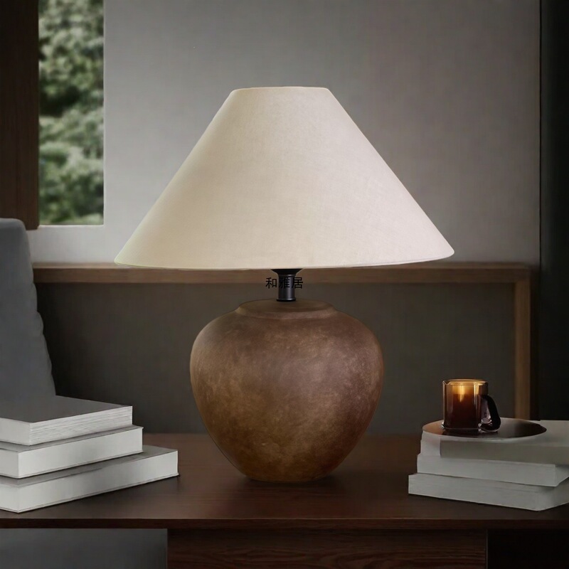 Wabi-Sabi Style Handmade Ceramic Pot Table Lamp Japanese-Style Homestay Hotel Designer Living Room Bedroom Decorative Piece Vintage Retro Wabi-Sabi Style Handmade Ceramic Pot Table Lamp Japanese-Style Homestay Hotel Designer Living Room Bedroom Decorative Piece Vintage Retro