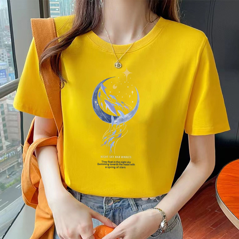 ゆるい純綿半袖tシャツ女性の夏服の新商品の中に上着の肩のデザイン感があります。|undefined
