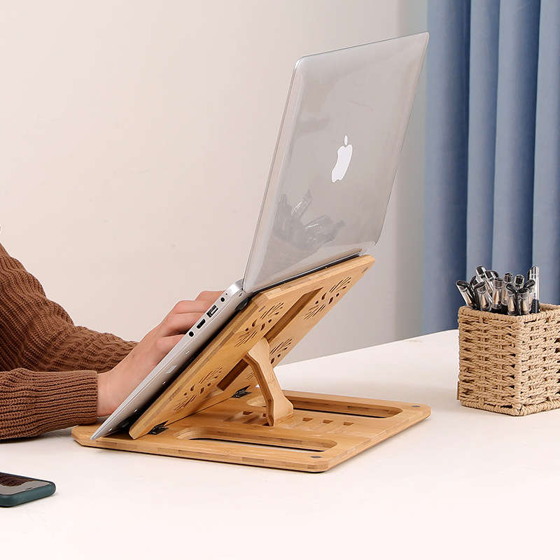 woodiness adjust angle computer Bracket Bamboo notebook Bracket Portable Dissipate heat computer elevated