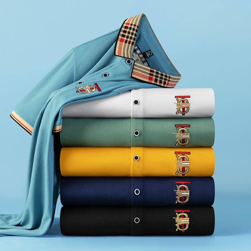 Paul New Summer Men's Short-sleeved Lar T-shirt Ice Silk Polo Shirt Trendy Brand Half-sleeved Collar Men's T-shirt