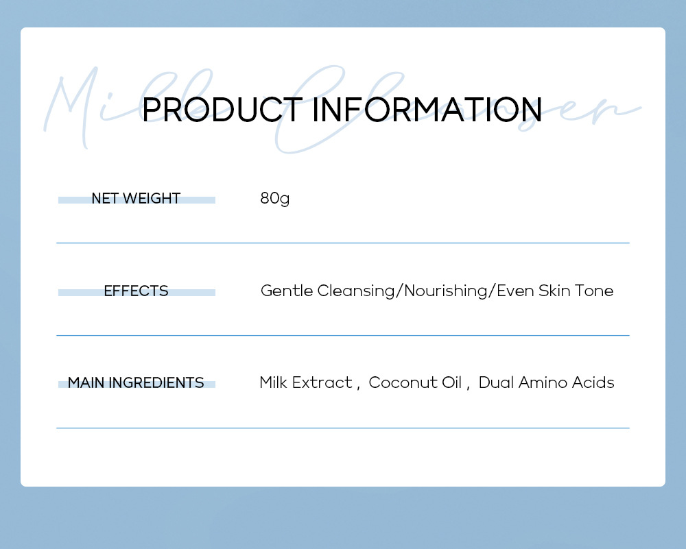 Cross-border LAIKOU Milk Facial Cleanser 80g hydrating, moisturizing, pore-cleaning and nourishing, factory in stock wholesale undefined