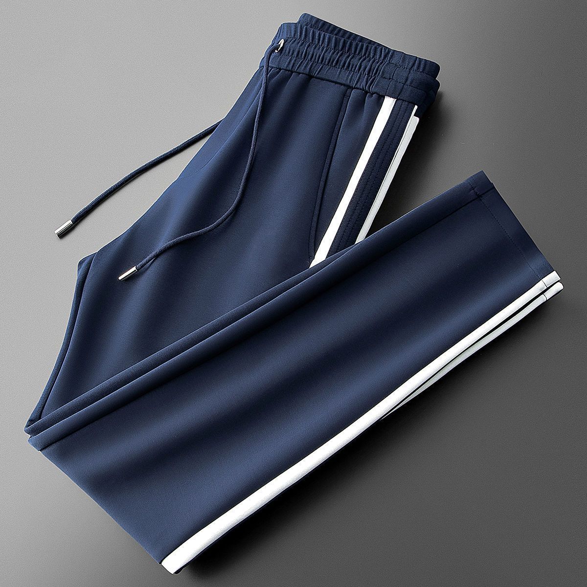 Vêtements pour hommes Mode All Match Pantalons de sport Rayé Épissage Mince Simple Jeunes Hommes Droit Pantalons Décontractés Hommes_voghion.com