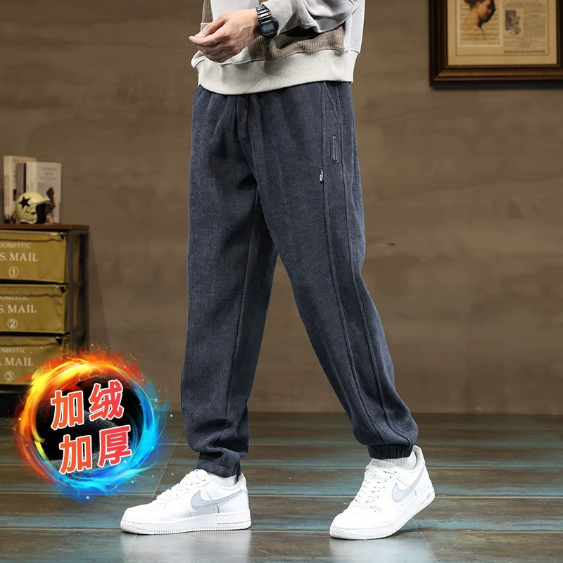 Men's trousers, autumn, increased thickness, plus size, oversize