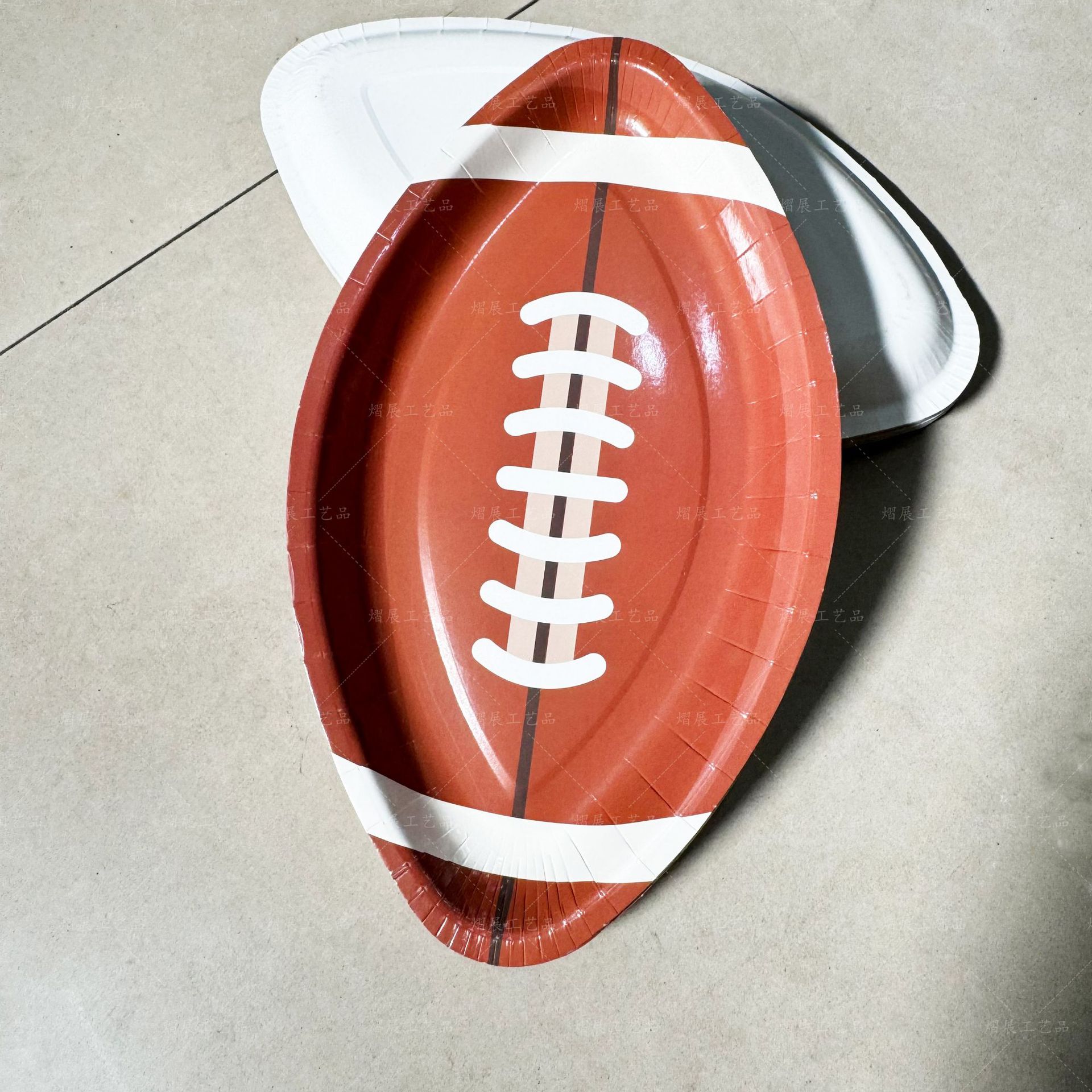 En stock al por mayor rugby fiesta de cumpleaños Placa de papel desechable Super Bowl competencia día en forma de placa de papel image 5