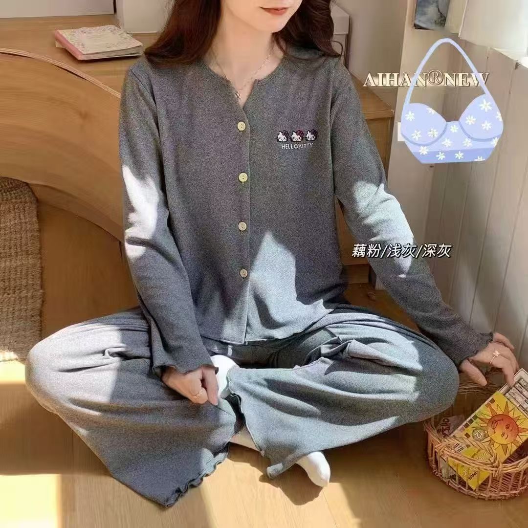 Transfronterizo mayorista invierno de terciopelo cardigan de cuello V para jóvenes gruesas calentamiento pijamas de invierno de mujer ropa de casa