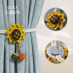 Cartoon Cotton Flower Cotton Rope Strap Sunflower Cotton Rope Curtain Strap Strap with Pin Curtain Buckle