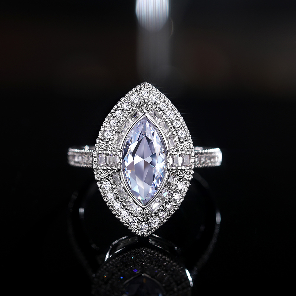 10, 6, 9 Ring Size Wholesale IG Style Shiny Horse Eye Copper Inlay Zircon Rings