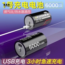 德力普1號充電電池燃氣灶熱水器電筒大容量USB可充一號1.5V鋰電池