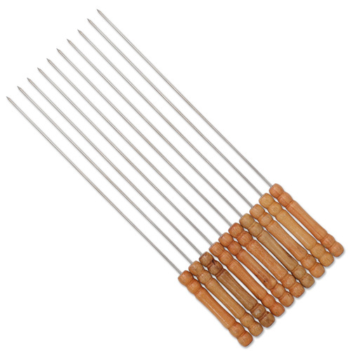 BBQ skewer combination set anti-scalding gourd small wooden handle barbecue skewers round skewers round needle barbecue skewers outdoor BBQ tools