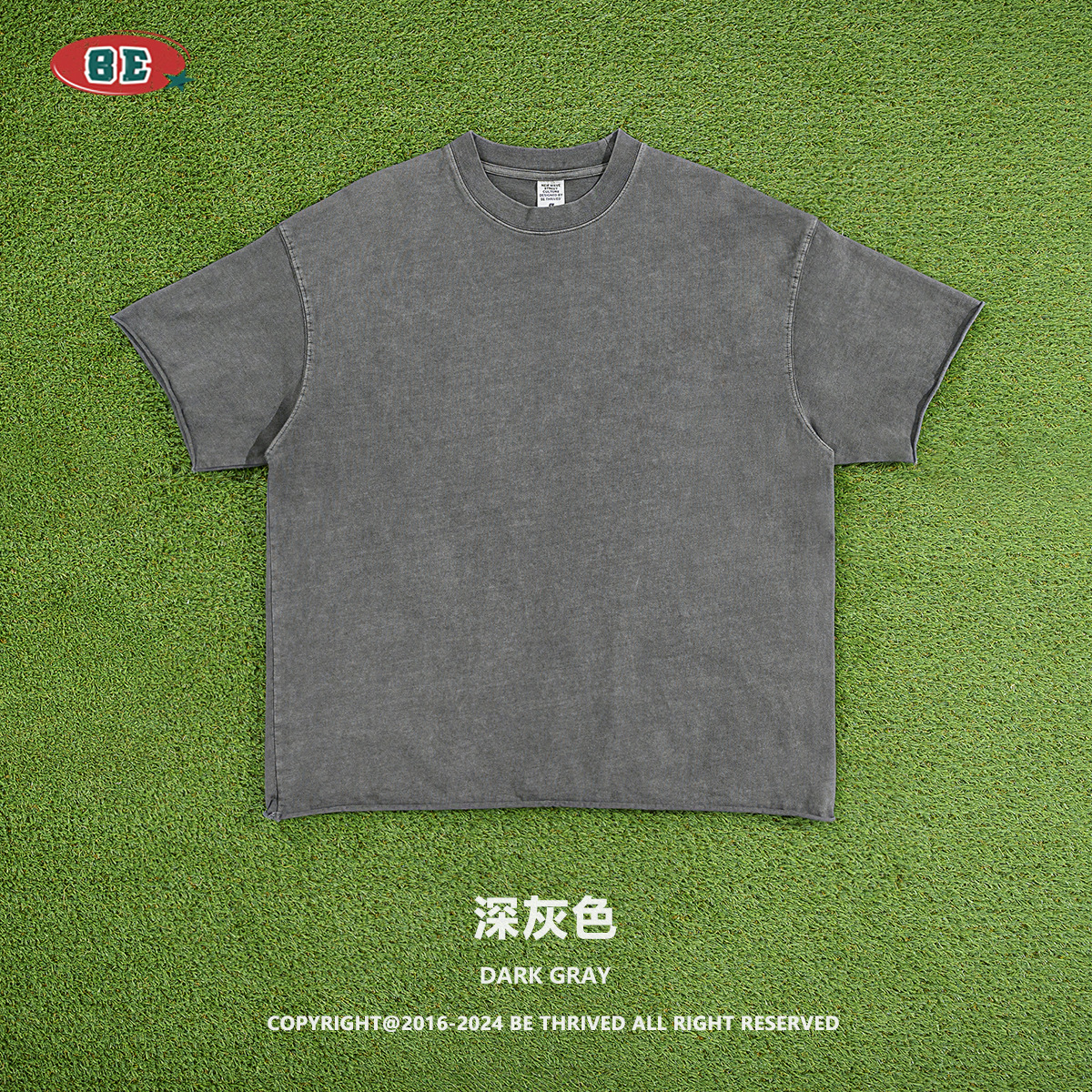Camiseta de Manga Corta para Hombre, Estilo Americano, Cuello Redondo, Lavada, 310g, Dobladillo Deshilachado, para Parejas, Moderna