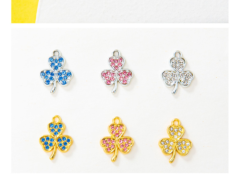 10 PCS/Package Alloy Rhinestones Shamrock Pendant Simple Style display picture 4