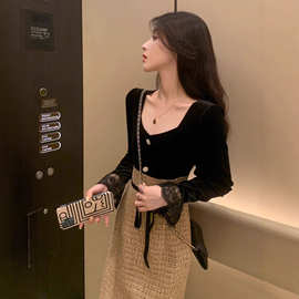 RH5745法式连衣裙秋季女2025新款高端精致灯芯绒遮肚子减龄长袖气